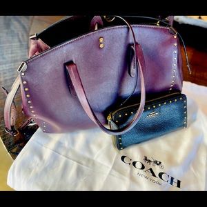 COACH OX Blood Gold Riveted Purse & Black Wallet